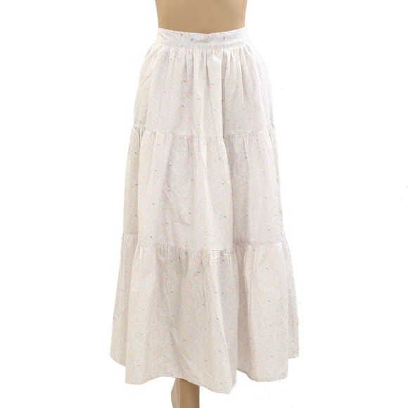 Kerri Rosenthal Floral Printed Midi Skirt Tiered Cotton Summer Pull-On S 284448 - Picture 1 of 4